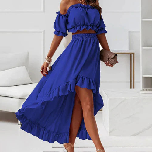 Vrouwen Zomerjurk Ruches Elegant Jurkset