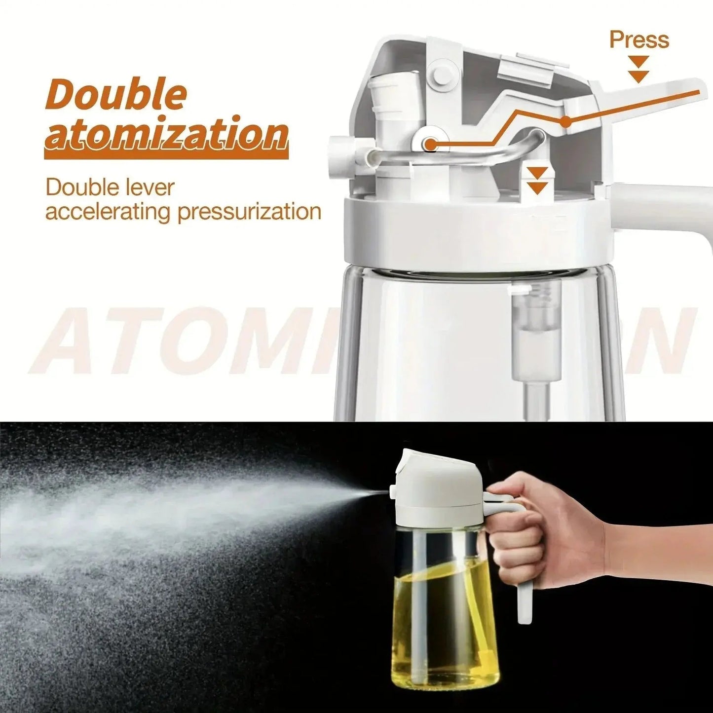 Oliespuit Dispenser 2-in-1 Spray en Schenken Glas 470ml Keuken Koken BBQ