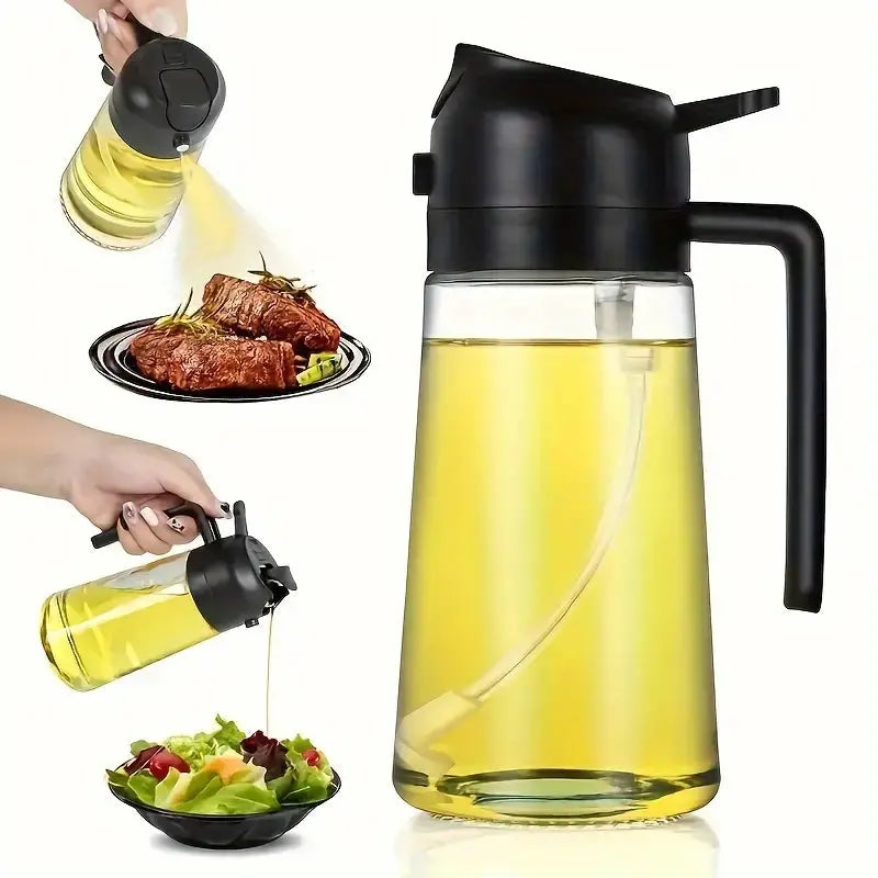 Oliespuit Dispenser 2-in-1 Spray en Schenken Glas 470ml Keuken Koken BBQ