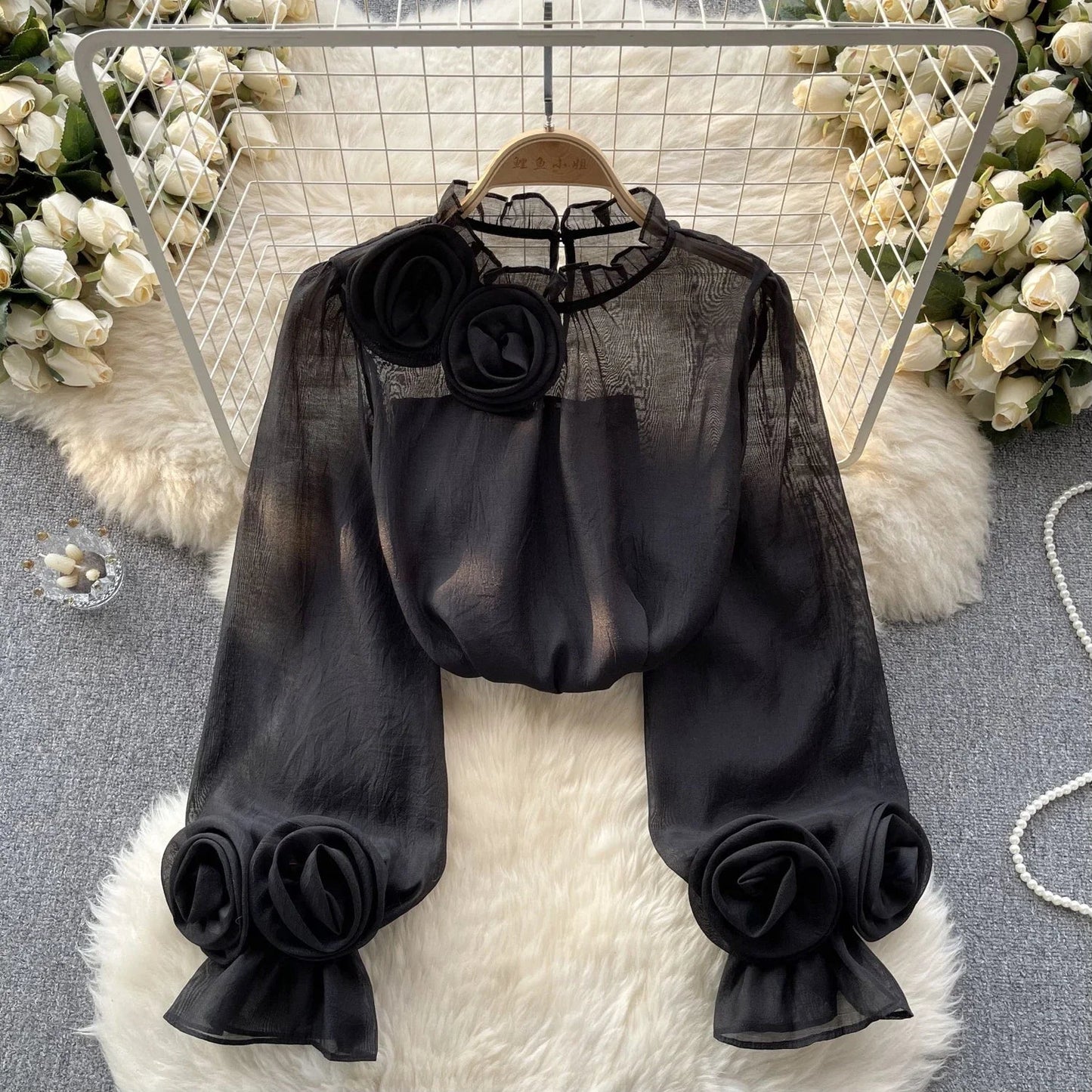 Vrouwelijke Blouse Lantaarnmouwen Zomerkleding Stijlvol Chiffon