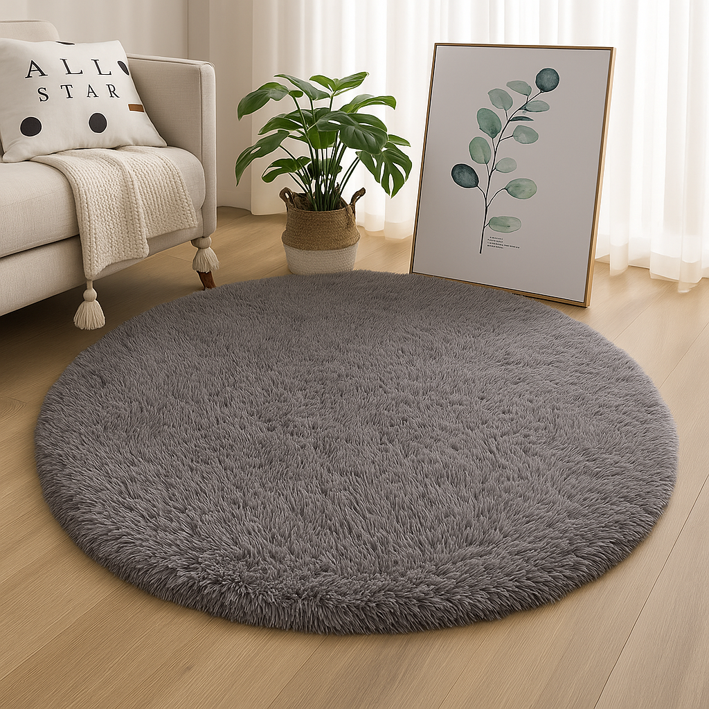 Rond Vloerkleed Velvet Neutrale Tinten Meerdere Maten Woonkamer Slaapkamer