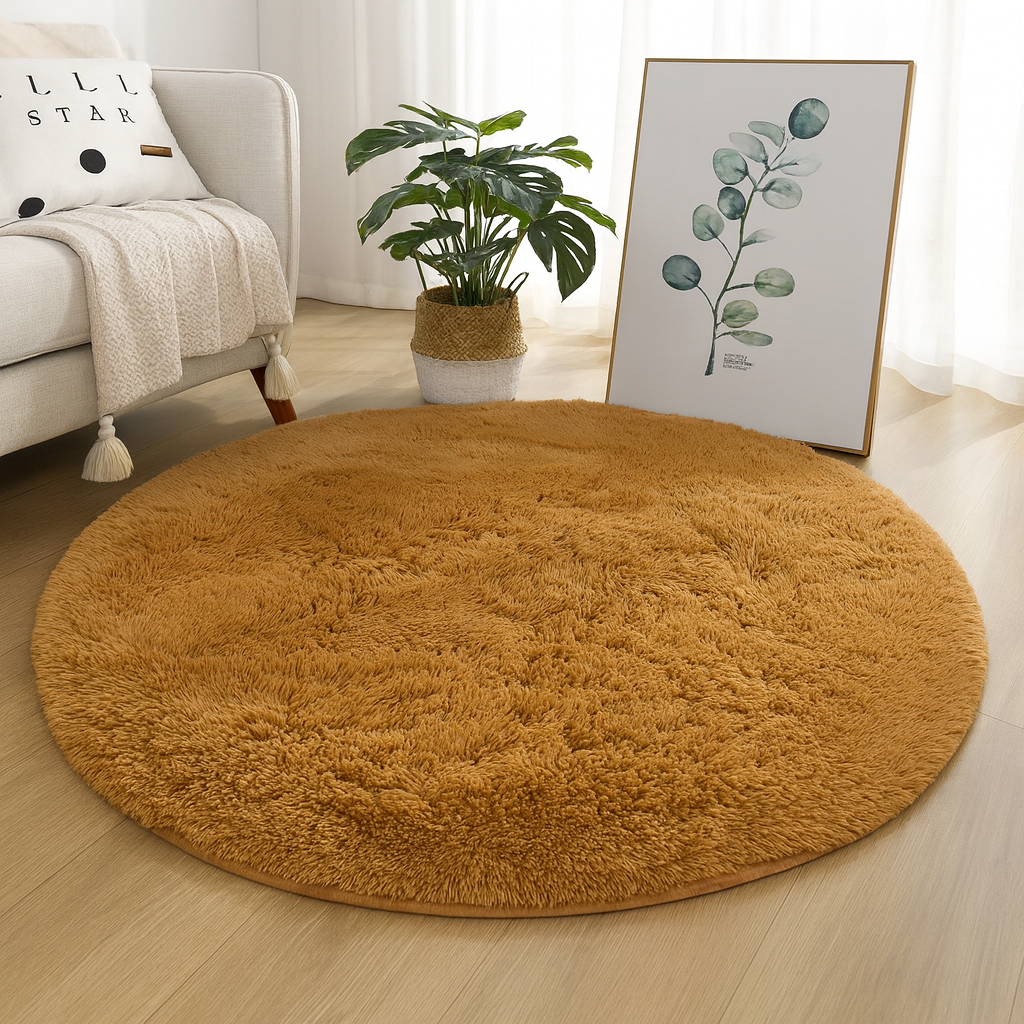 Rond Vloerkleed Velvet Neutrale Tinten Meerdere Maten Woonkamer Slaapkamer