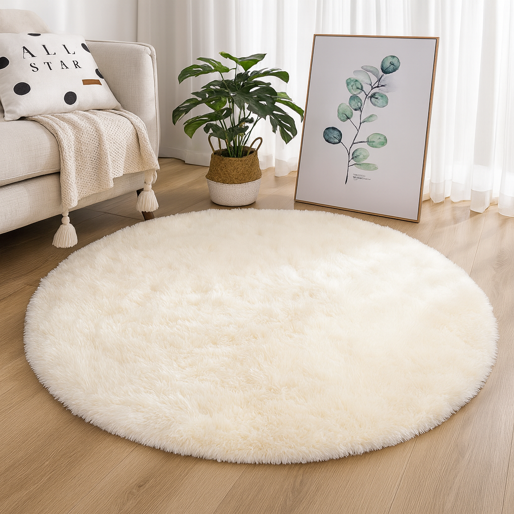 Rond Vloerkleed Velvet Neutrale Tinten Meerdere Maten Woonkamer Slaapkamer
