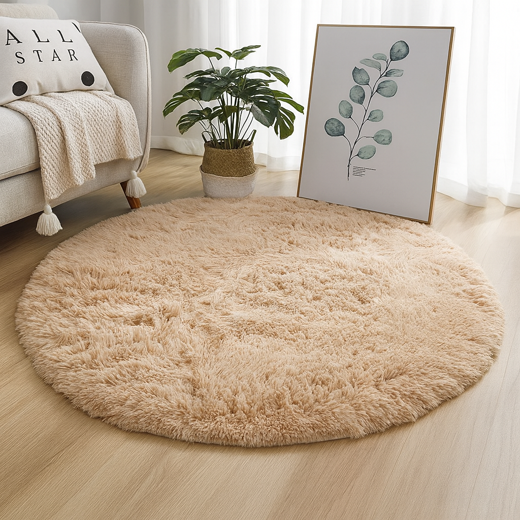 Rond Vloerkleed Velvet Neutrale Tinten Meerdere Maten Woonkamer Slaapkamer