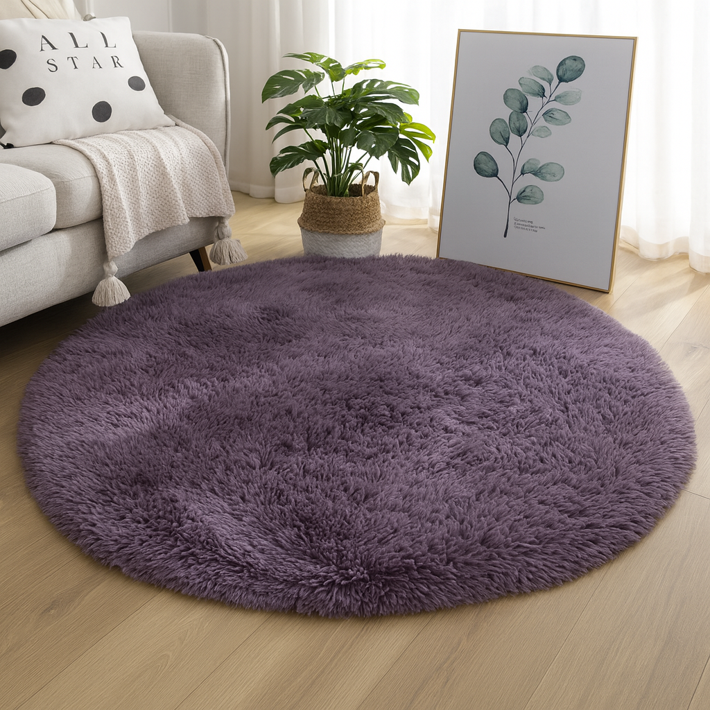 Rond Vloerkleed Velvet Neutrale Tinten Meerdere Maten Woonkamer Slaapkamer