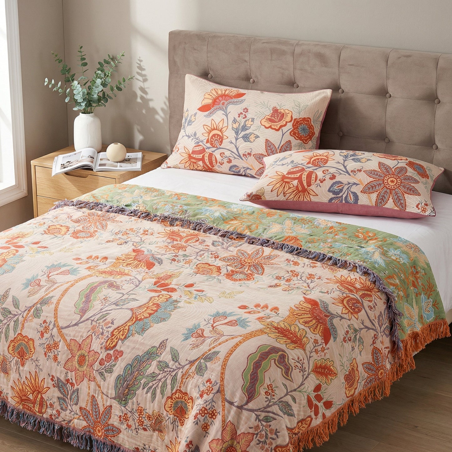 Rustiek Bloemen Kussenslopen Set van 2 | Boho Katoenen Kussenovertrekken 51x76cm