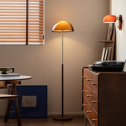 Tavino vloerlamp hout metaal amber woonkamer leeslamp retro design sfeerverlichting moderne staande lamp