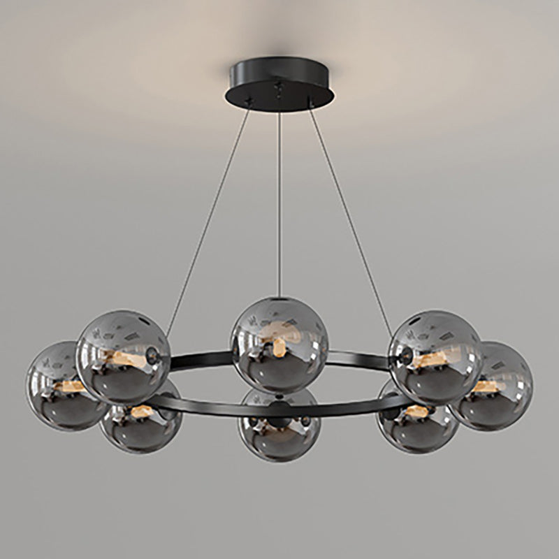 Moderne Kroonluchter met Glazen Kappen – Stijlvol Metalen Design voor Eetkamer Woonkamer Slaapkamer Restaurant