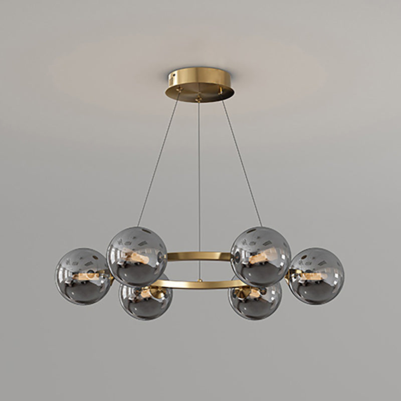 Moderne Kroonluchter met Glazen Kappen – Stijlvol Metalen Design voor Eetkamer Woonkamer Slaapkamer Restaurant