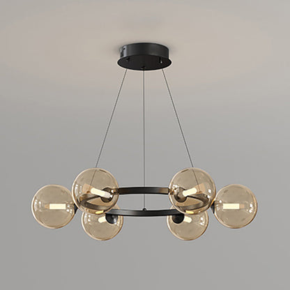 Moderne Kroonluchter met Glazen Kappen – Stijlvol Metalen Design voor Eetkamer Woonkamer Slaapkamer Restaurant