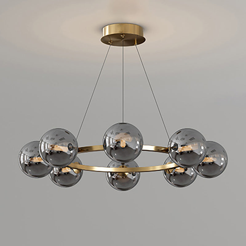 Moderne Kroonluchter met Glazen Kappen – Stijlvol Metalen Design voor Eetkamer Woonkamer Slaapkamer Restaurant