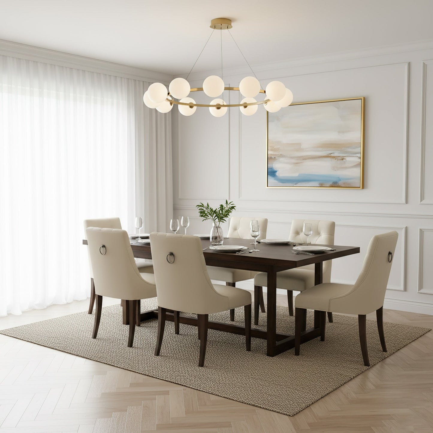 Moderne Kroonluchter met Glazen Kappen – Stijlvol Metalen Design voor Eetkamer Woonkamer Slaapkamer Restaurant