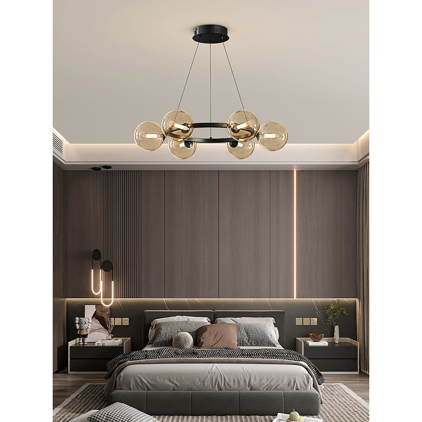 Moderne Kroonluchter met Glazen Kappen – Stijlvol Metalen Design voor Eetkamer Woonkamer Slaapkamer Restaurant