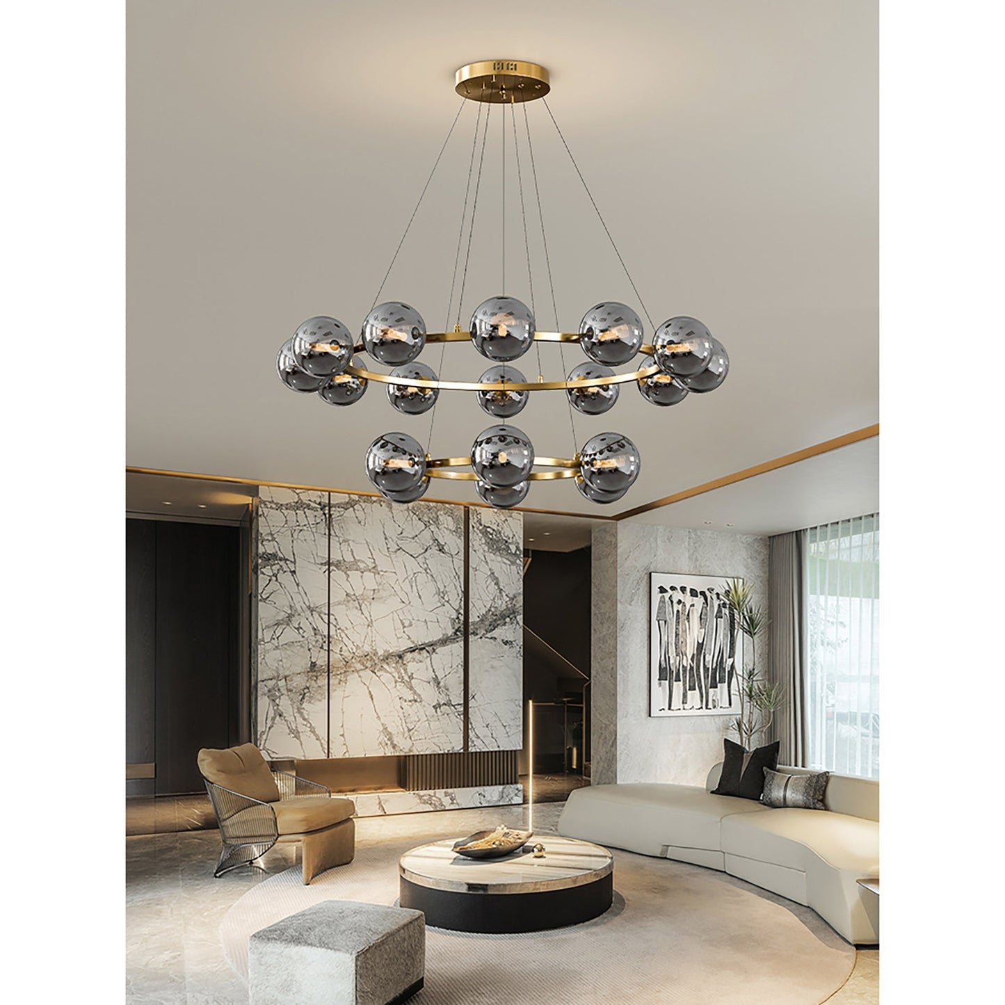 Moderne Kroonluchter met Glazen Kappen – Stijlvol Metalen Design voor Eetkamer Woonkamer Slaapkamer Restaurant