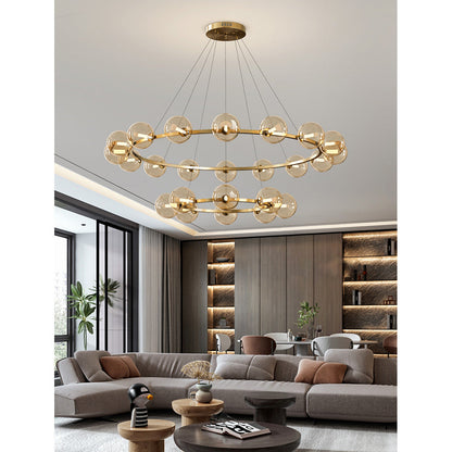 Moderne Kroonluchter met Glazen Kappen – Stijlvol Metalen Design voor Eetkamer Woonkamer Slaapkamer Restaurant