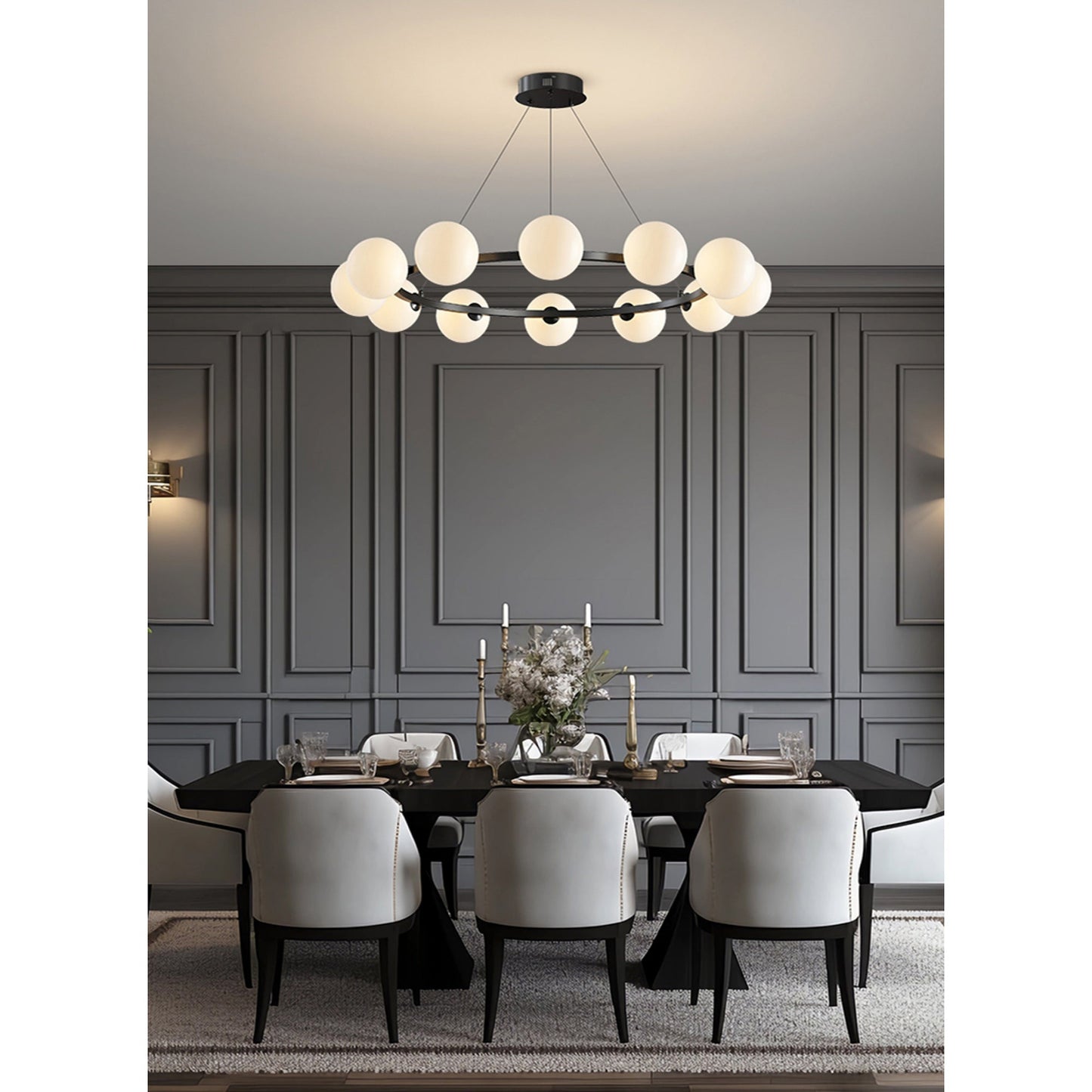 Moderne Kroonluchter met Glazen Kappen – Stijlvol Metalen Design voor Eetkamer Woonkamer Slaapkamer Restaurant