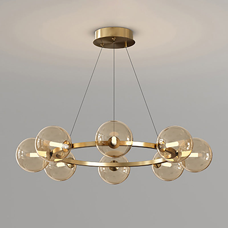 Moderne Kroonluchter met Glazen Kappen – Stijlvol Metalen Design voor Eetkamer Woonkamer Slaapkamer Restaurant