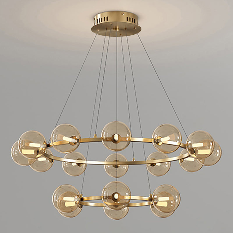 Moderne Kroonluchter met Glazen Kappen – Stijlvol Metalen Design voor Eetkamer Woonkamer Slaapkamer Restaurant