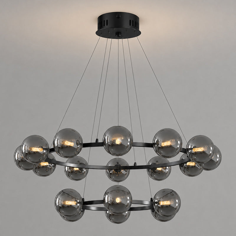 Moderne Kroonluchter met Glazen Kappen – Stijlvol Metalen Design voor Eetkamer Woonkamer Slaapkamer Restaurant