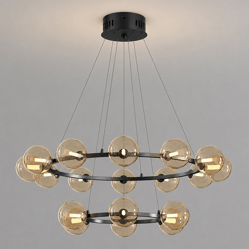 Moderne Kroonluchter met Glazen Kappen – Stijlvol Metalen Design voor Eetkamer Woonkamer Slaapkamer Restaurant