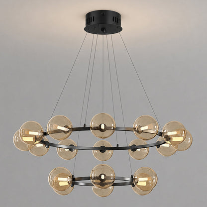 Moderne Kroonluchter met Glazen Kappen – Stijlvol Metalen Design voor Eetkamer Woonkamer Slaapkamer Restaurant