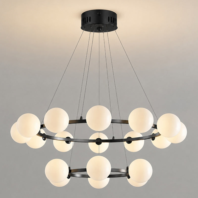 Moderne Kroonluchter met Glazen Kappen – Stijlvol Metalen Design voor Eetkamer Woonkamer Slaapkamer Restaurant
