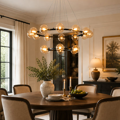 Moderne Kroonluchter met Glazen Kappen – Stijlvol Metalen Design voor Eetkamer Woonkamer Slaapkamer Restaurant