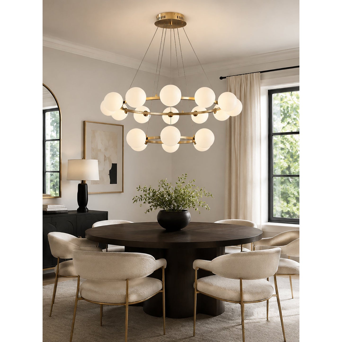 Moderne Kroonluchter met Glazen Kappen – Stijlvol Metalen Design voor Eetkamer Woonkamer Slaapkamer Restaurant