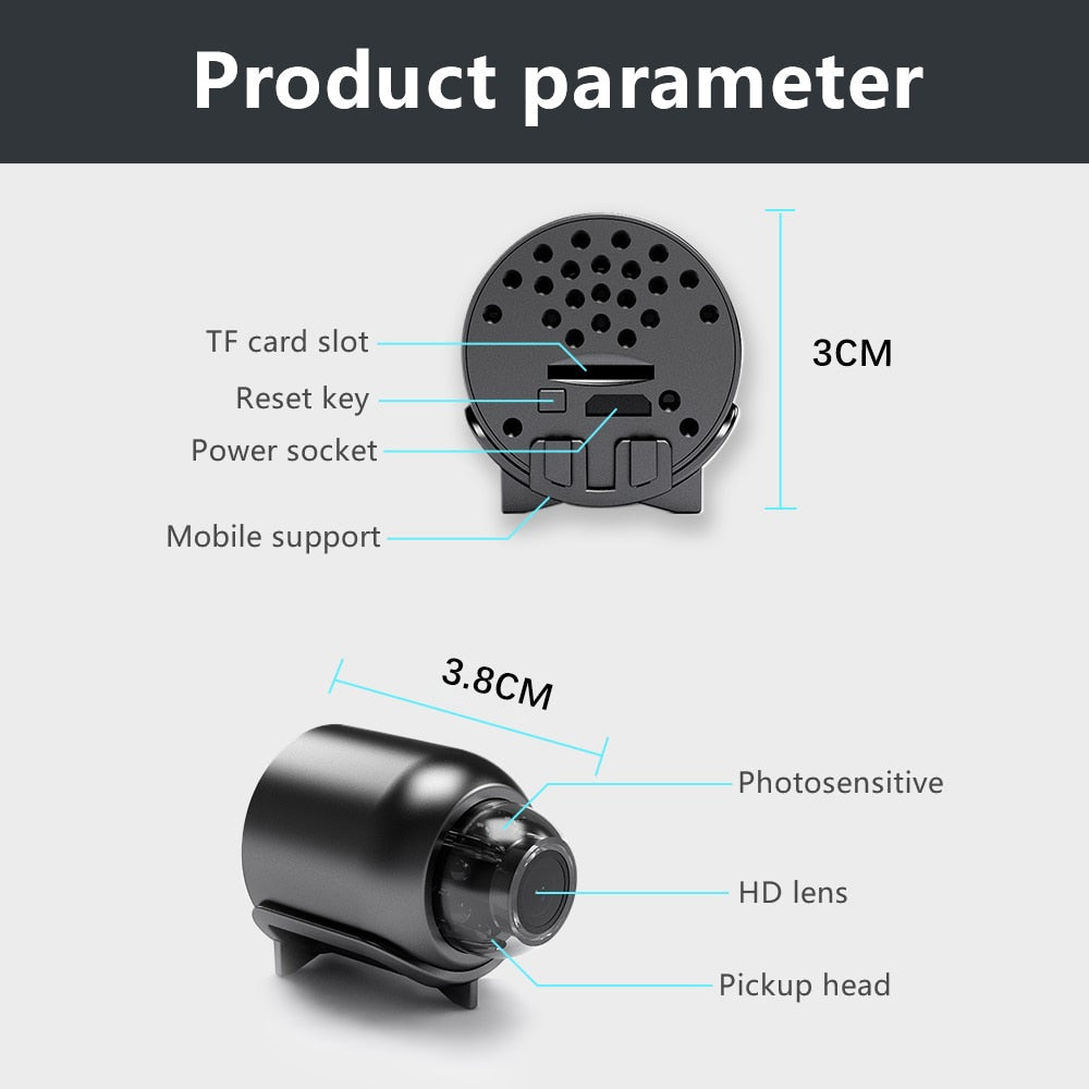Compacte Mini Beveiligingscamera 1080P HD met Bewegingsdetectie en Nachtzicht