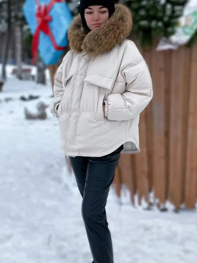 Nepbontjas Vrouwenjas Warm Raccoon Stijl