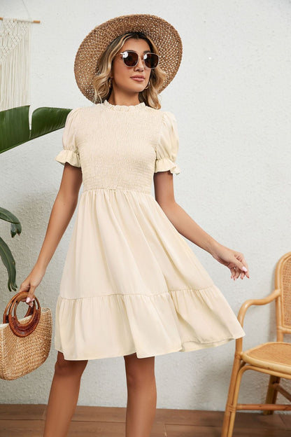 Zomerjurk Beige met Franjes Vrouwelijk Lentejurk