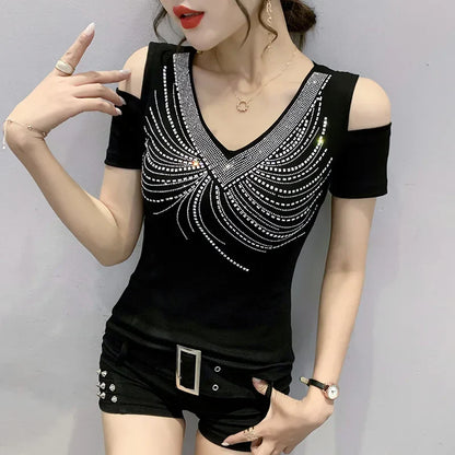 Zwarte Off-Shoulder Top Elegante Stijl - StudioMarella