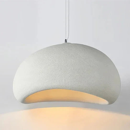 Minimalistische Hanglamp met Natuurlijke Textuur en Warm Sfeerlicht voor Eetkamer en Woonkamer