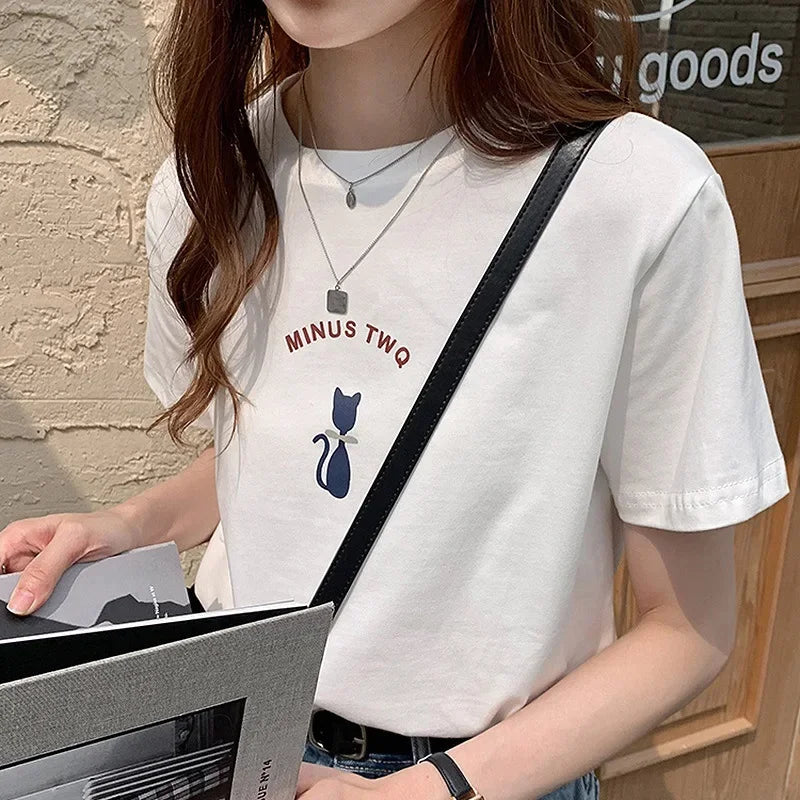 Vrouwelijk Zomer T-shirt Korte Mouw Pastelkleur