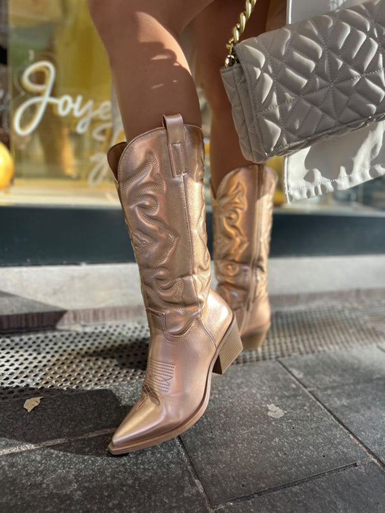Cowboylaarzen Metallic Glanzend Western Stijl