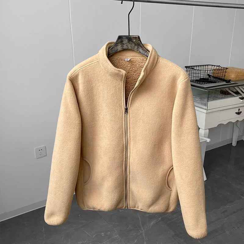 Zachte Fleece Jas met Opstaande Kraag Warm en Comfortabel