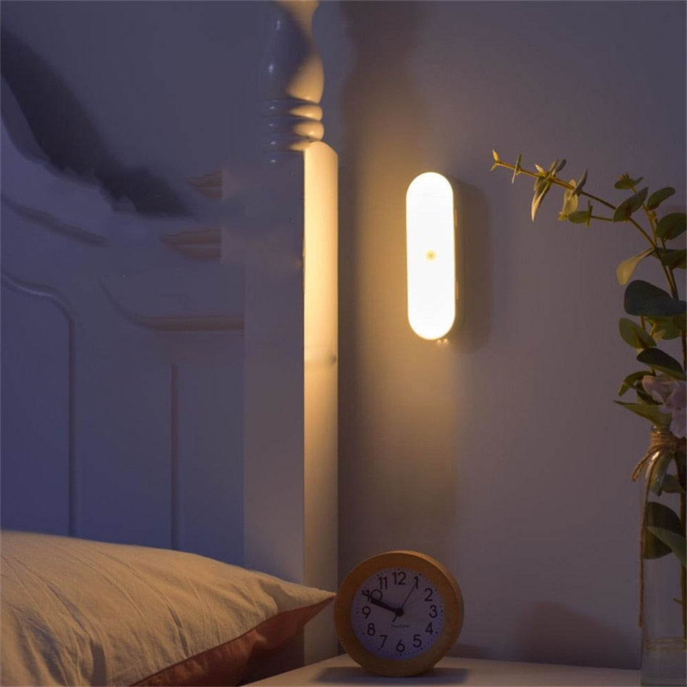LED Wandlamp Bewegingssensor Oplaadbaar 14cm Wit Nachtlamp Gang Trap USB Draadloos Sensorlamp Kast Verlichting
