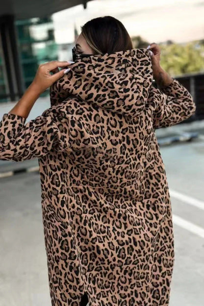 Dames Trenchcoat Kort Luipaardprint Coat Fashion
