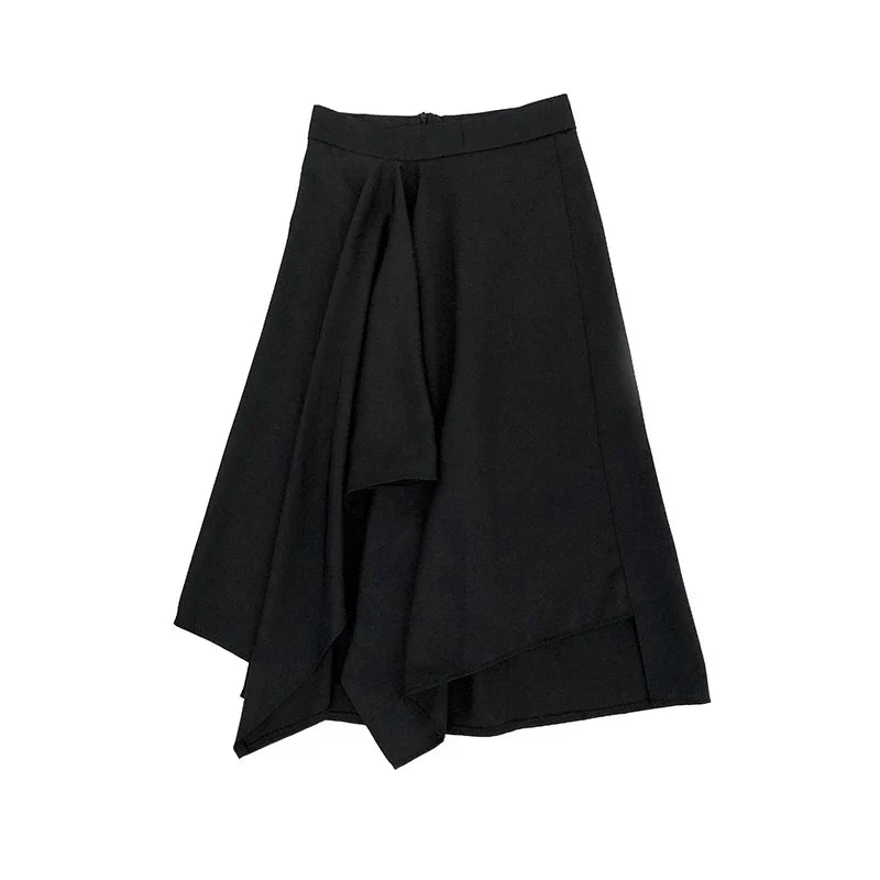 Midi Rok Plissé Chic Zwart Jurk Model