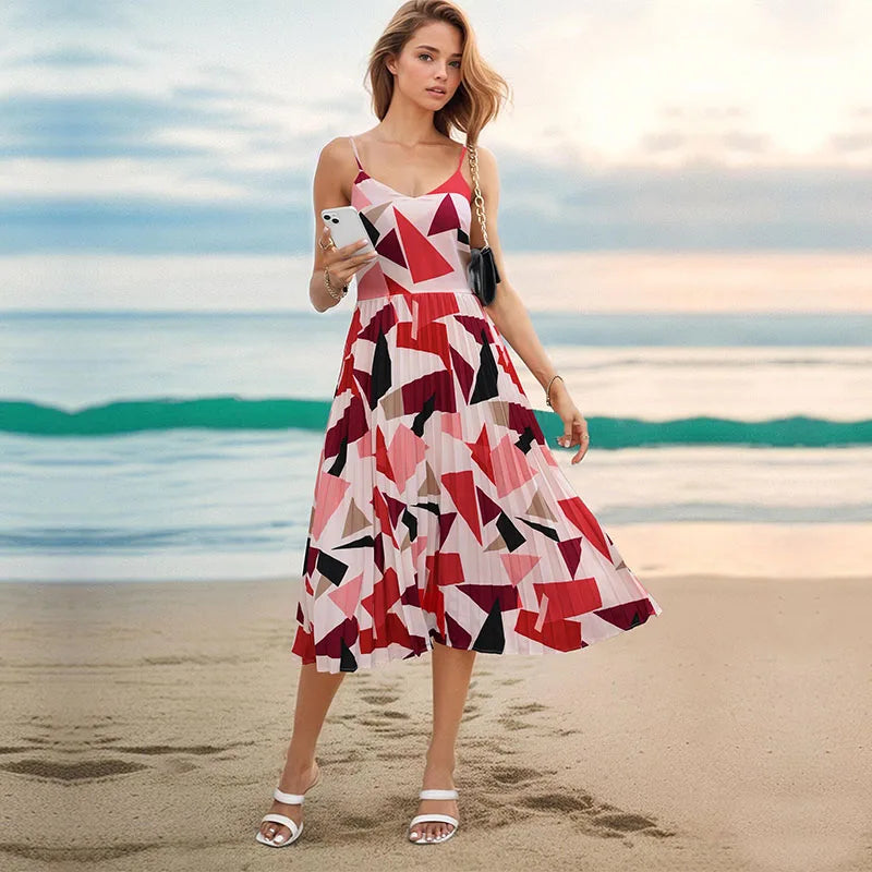 Zomerjurk Vrouw Maxi Geometrische Printjurk - StudioMarella
