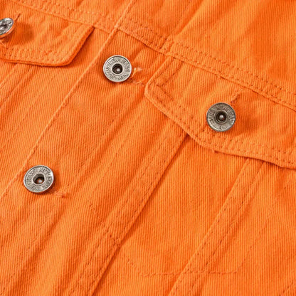 Denim Jas Heren Oranje Losse Fit Casual