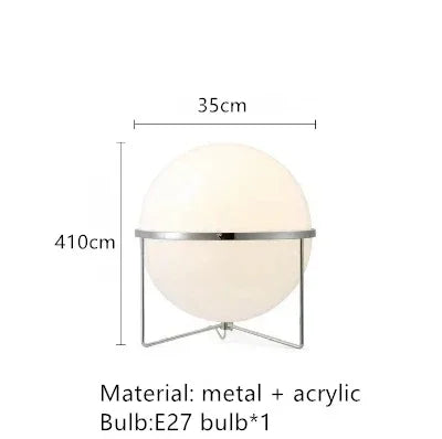 Vloerlamp Bol Wit Acryl Chroom Metaal Art Deco Design E27 LED