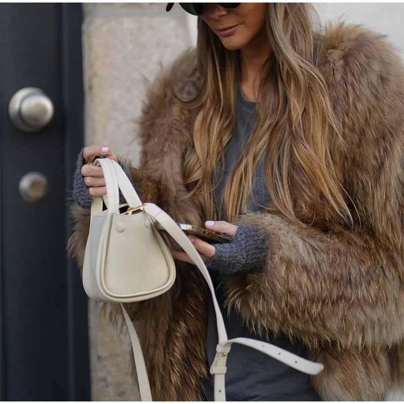 Dames Imitatiebont Jas Kort en Stijlvol voor Dagelijks Gebruik