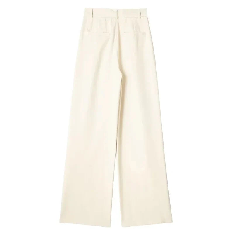 Dames Pantalon Oversized Beige Zomerbroek