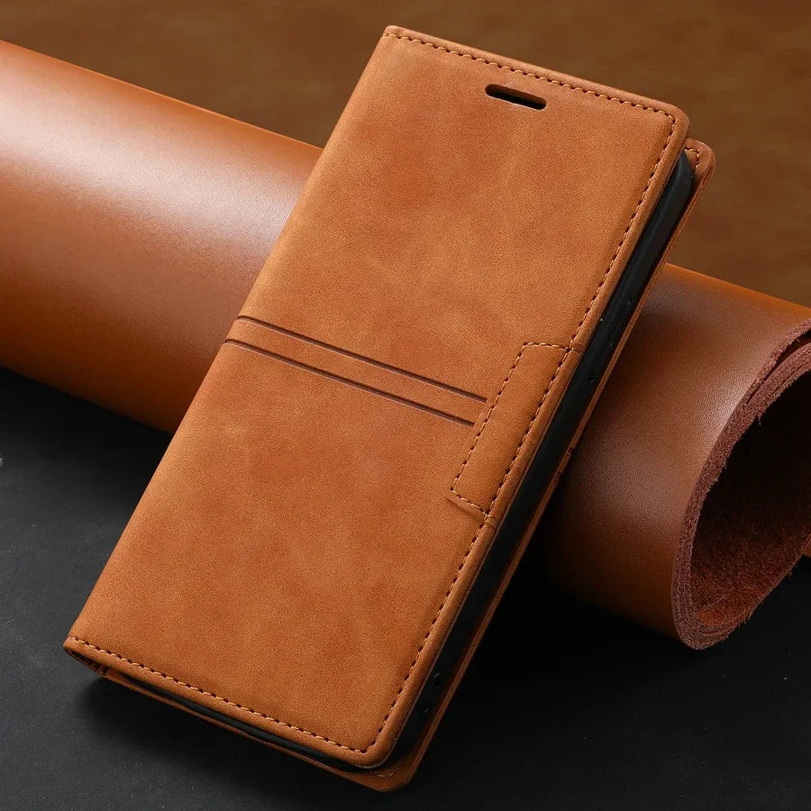 Leren Wallet-Hoesje voor Google Pixel met Magnetische Sluiting en Kaarthouder
