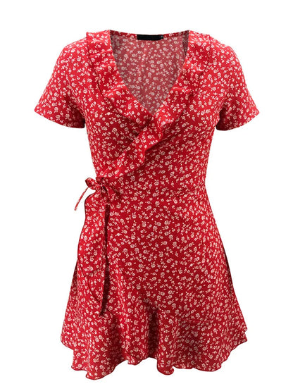 Jurk Mini Bloem Jurk Elegante V-Hals A-Lijn Design