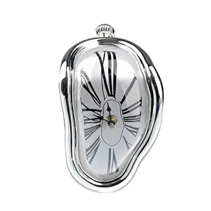 Smeltende Klok Salvador Dali Stijl 18x12x15cm Kunststof Aluminium Surrealistisch Decoratief Uurwerk Plank Tafel Woonkamer Cadeau