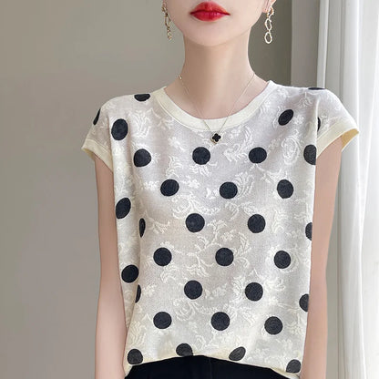 Vrouwelijke Zomer Blouse met Polka Dots