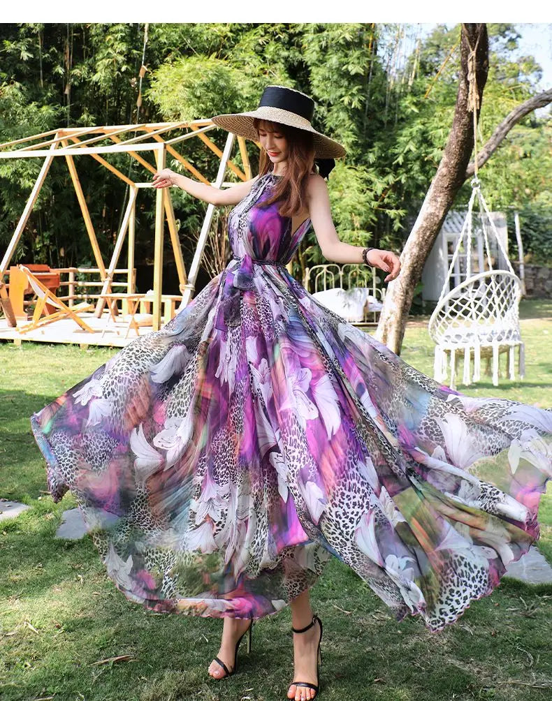 Mouwloze Maxi Jurk Zomerjurk Licht en Vloeiend