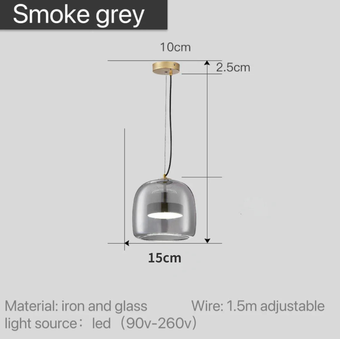 Scandinavische Glazen Hanglamp – Warm Sfeerlicht met Amber, Helder of Grijs Glas – Ø 15, 25 of 35 cm – Moderne Verlichting voor Keuken, Eetkamer en Woonkamer